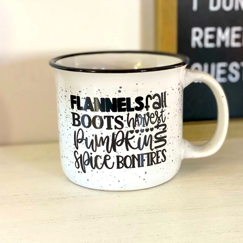 FALL MUG 🍁🍂 Flannels Fall Boots ~ Ceramic Coffee Mug NWT🤎